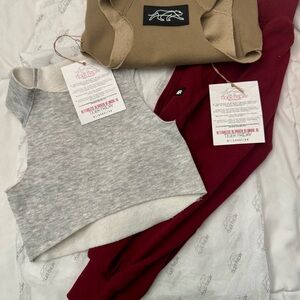 Tiger Friday Kids Matching Set — Grey & Burgundy Tops CS hip hop pants CXS
